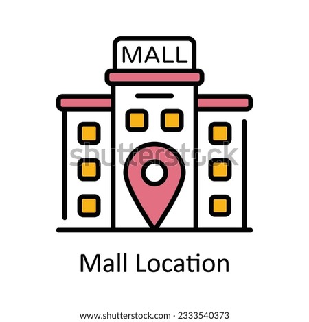 Mall Location Filled Outline Icon Design illustration. Map and Navigation Symbol on White background EPS 10 File