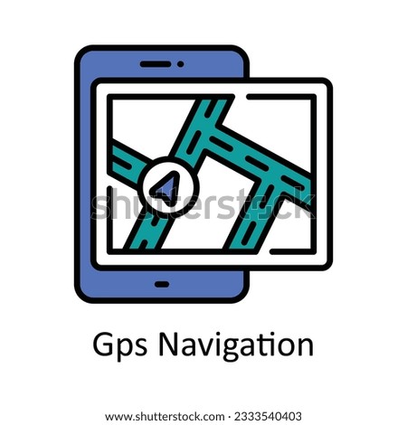 Gps Navigation Filled Outline Icon Design illustration. Map and Navigation Symbol on White background EPS 10 File