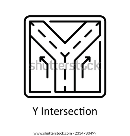 Y Intersection Outline Icon Design illustration. Map and Navigation Symbol on White background EPS 10 File