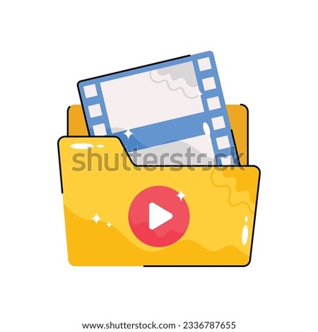 Movie folder vector filled outline Sticker. EPS 10 file