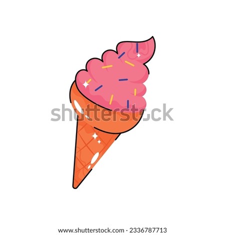 Ice cream cone vector filled outline Sticker. EPS 10 file