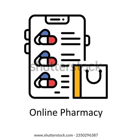 Online Pharmacy Filled Outline Icon Design illustration. Pharmacy Symbol on White background EPS 10 File