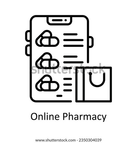 Online Pharmacy Outline Icon Design illustration. Pharmacy Symbol on White background EPS 10 File