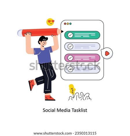 Social Media Tasklist Flat Style Design Vector illustration. Stock illustration
