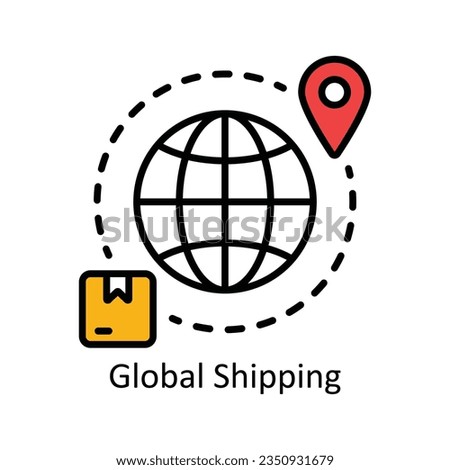 Global Shipping Filled Outline Icon Design illustration. Product Management Symbol on White background EPS 10 File