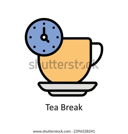 Tea Break vector filled outline design  illustration. Business And Management Symbol on White background EPS 10 File