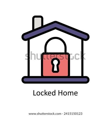 Locked Home vector Filled outline icon style illustration. EPS 10 File