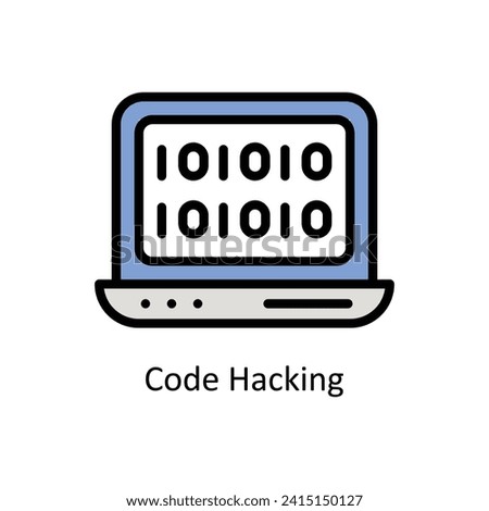 Code Hacking vector Filled outline icon style illustration. EPS 10 File