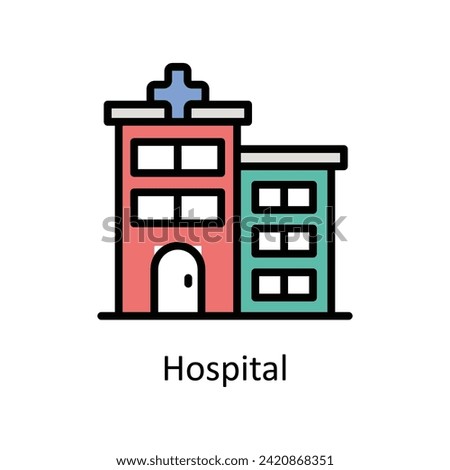 Hospital vector Filled outline icon style illustration. EPS 10 File