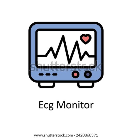 Ecg Monitor vector Filled outline icon style illustration. EPS 10 File