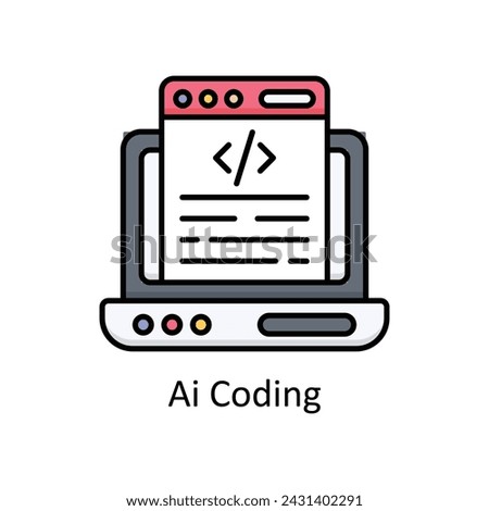 Ai Coding  vector filled outline Icon Design illustration. Graphic Design Symbol on White background EPS 10 File