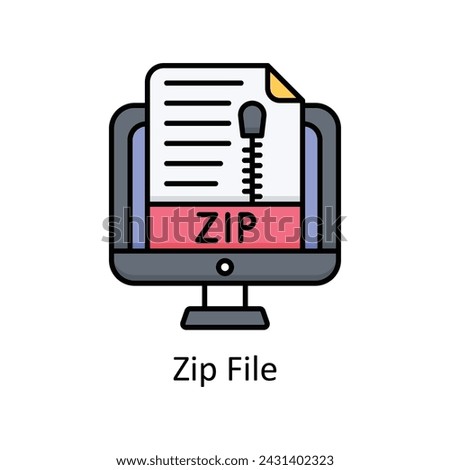 Zip File vector filled outline Icon Design illustration. Graphic Design Symbol on White background EPS 10 File