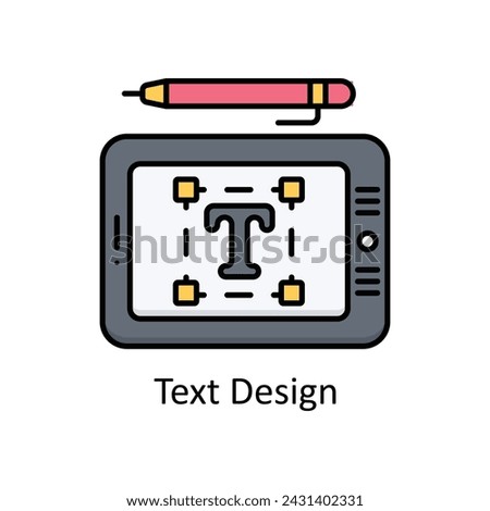 Text Design vector filled outline Icon Design illustration. Graphic Design Symbol on White background EPS 10 File