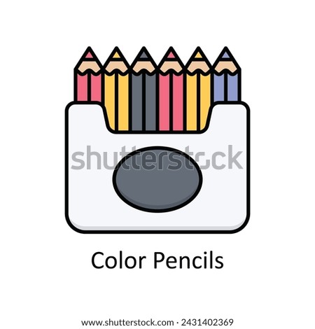 Color Pencils vector filled outline Icon Design illustration. Graphic Design Symbol on White background EPS 10 File