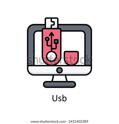 Usb vector filled outline Icon Design illustration. Graphic Design Symbol on White background EPS 10 File