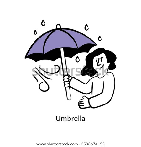 Umbrella filled outline Style Design Vector Stock illustration. 