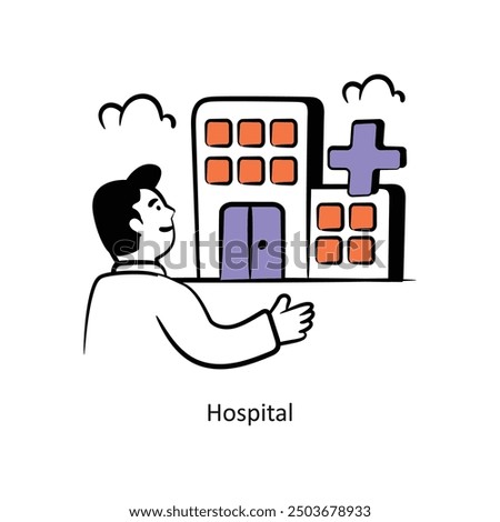 Hospital filled outline Style Design Vector Stock illustration. 