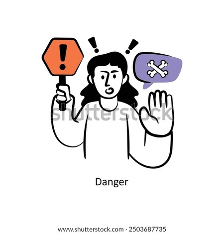 Danger filled outline Style Design Vector Stock illustration. 