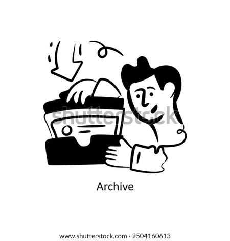 Archive vector outline style Design Vector Stock illustration. 