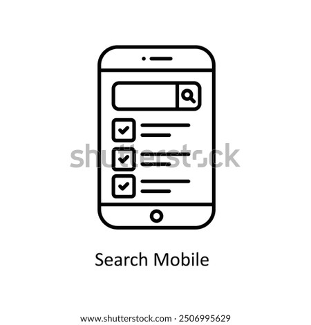 Search Mobile vector  outline Icon Design illustration. Smart Home and Technology Symbol on White background EPS 10 File