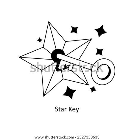 Star Key Outline  concepts style illustration. EPS 10 File