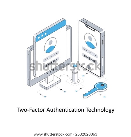 Two-Factor Authentication Technology isometric stock illustration. EPS File stock illustration