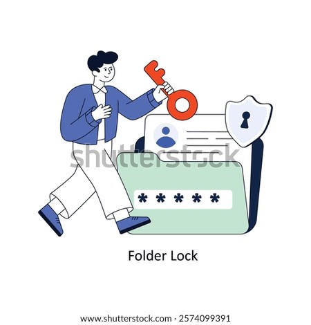 Folder Lock  Flat Style Design Vector illustration. Stock illustration