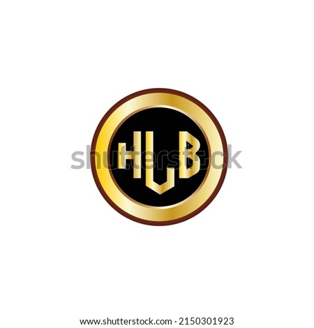 HLB Three letter logo design with gold color circle