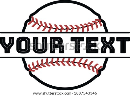A baseball with your text on it. A baseball split for the team name or any text.  Design for T-shirts, logos, postcards, banners, etc. Vector illustration isolated on a white background.