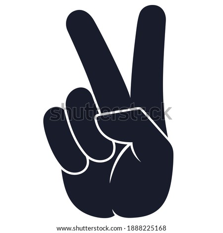 Peace sign. Hand Gesture V victory or peace Sign, silhouette, vector icon for apps, websites, T-shirts, etc., isolated on a white background