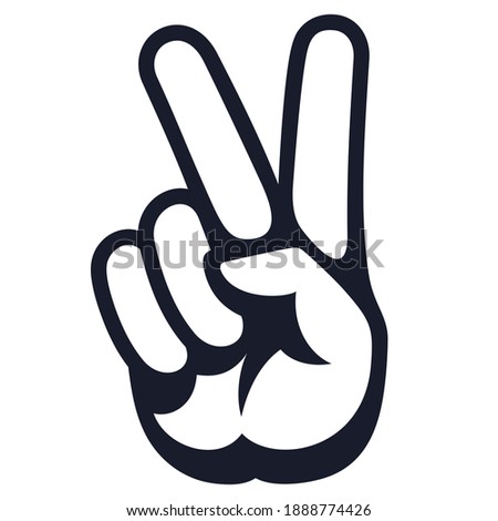 Peace sign. Hand Gesture V victory or peace Sign Line Art, icon for apps, websites, T-shirts, etc., isolated on a white background