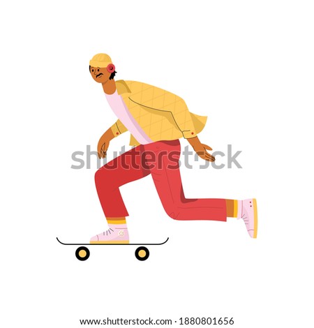 Similar – Image, Stock Photo Man riding skateboard on pump track