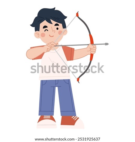 Vector illustration of boy practicing archery sport