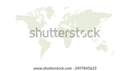 Dotted world map. Green vector illustration. World map vector, isolated on white background. Suitable for web site pattern, anual report, inphographics. Globe similar worldmap icon. Travel worldwide	