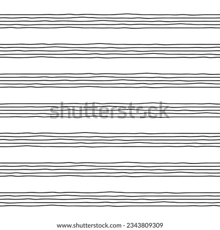 Music blank note stave hand drawn vector seamless pattern. Horizontal music books texture.