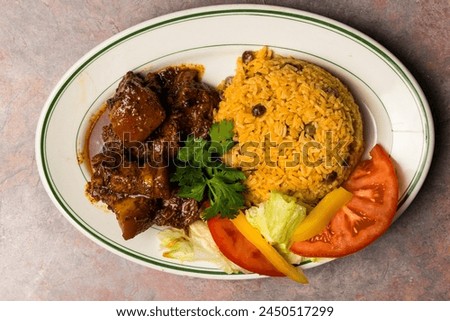 Similar – Image, Stock Photo Tasty rice with beans in bowl on table