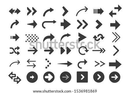 Arrows vector. Set flat different arrows isolated on white background.