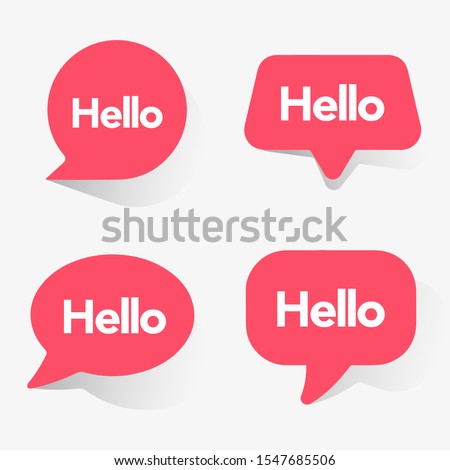 Hello Bubble, Red Speech Message. Hello Speech Message Text Hello in Flat Vector Bubl EPS 10 Illustration.