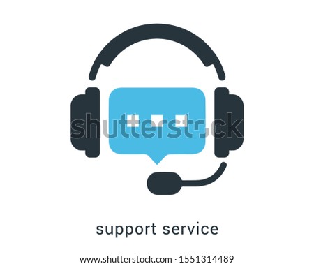 Support service with headphones. Customer Support Icon. Consultation, telemarketing, consultant, secretary. EPS 10