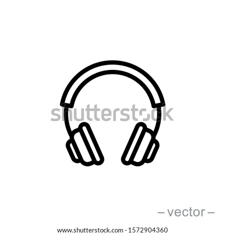 Headphones earphones flat icon. Headset silhouette