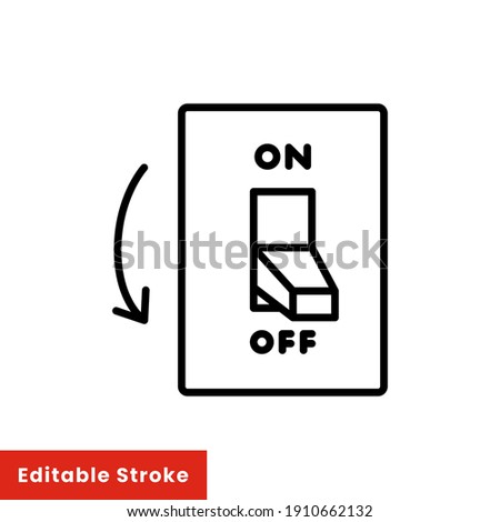 Light off, electric switch line icon. Power turn off button outline style sign for web and app. Toggle switch off position vector illustration on white background isolated. Editable stroke EPS 10