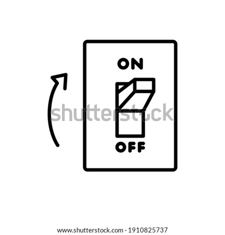Light on, electric switch line icon. Power turn off button outline style sign for web and app. Toggle switch off position vector illustration on white background isolated. EPS 10