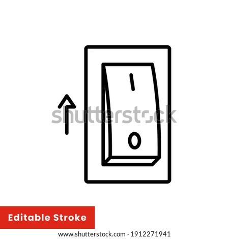 Light on, electric switch line icon. Power turn off button outline style sign for web and app. Toggle switch off position vector illustration on white background isolated. Editable stroke EPS 10