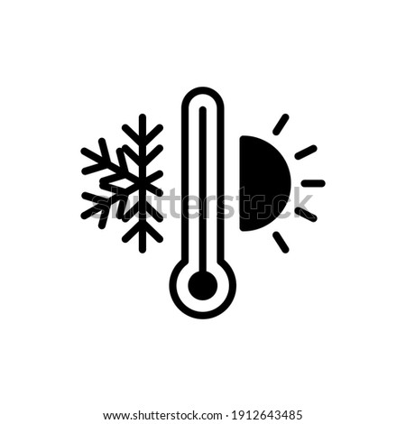 Weather temperature thermometer solid icon. Glyph style sign for web and app. Thermometer with cold and hot symbol. Vector illustration on white background. EPS 10
