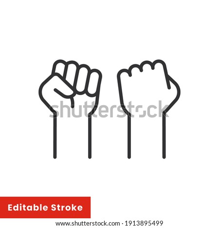 Fist raised up, strong arm line icon. Outline style sign for web and app. Fist hand up gesture vector illustration on white background. Power, solidarity and freedom concept. Editable stroke EPS 10