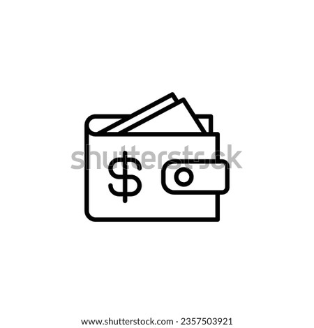 Wallet icon. Simple outline style. Affordable, investment, money, cash, dollar, bill, payment, business, finance concept. Thin line symbol. Vector isolated on white background. SVG.