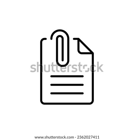 File attachment icon. Simple outline style. Paper clip, attach document, fastener, upload attachments, office concept. Thin line symbol. Vector isolated on white background. EPS.