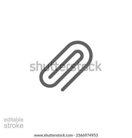 Paper clip icon. Simple outline style. Paperclip, attach, document clip, staple, fastener, page clamp, office concept. Thin line symbol. Vector isolated on white background. Editable stroke EPS.