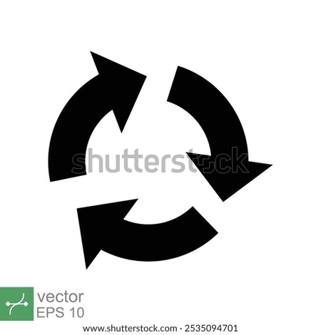 Cyclic rotation icon. Simple solid style. Flat, recycling, repeat, renew, rotate, arrow, sync, change, swap, Exchange concept. Glyph vector illustration isolated on white background. EPS 10.