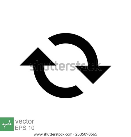 Cyclic rotation icon. Simple solid style. Flat, recycling, repeat, renew, rotate, arrow, sync, change, swap, Exchange concept. Glyph vector illustration isolated on white background. EPS 10.